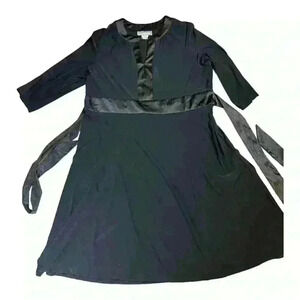 Women black Jessica Howard Dress V neck size 24 Black dress spandex
